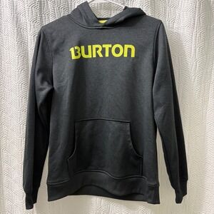 Burton Hoodie Pullover Sweatshirt‎ Activewear Athleisure Gray Yellow Large